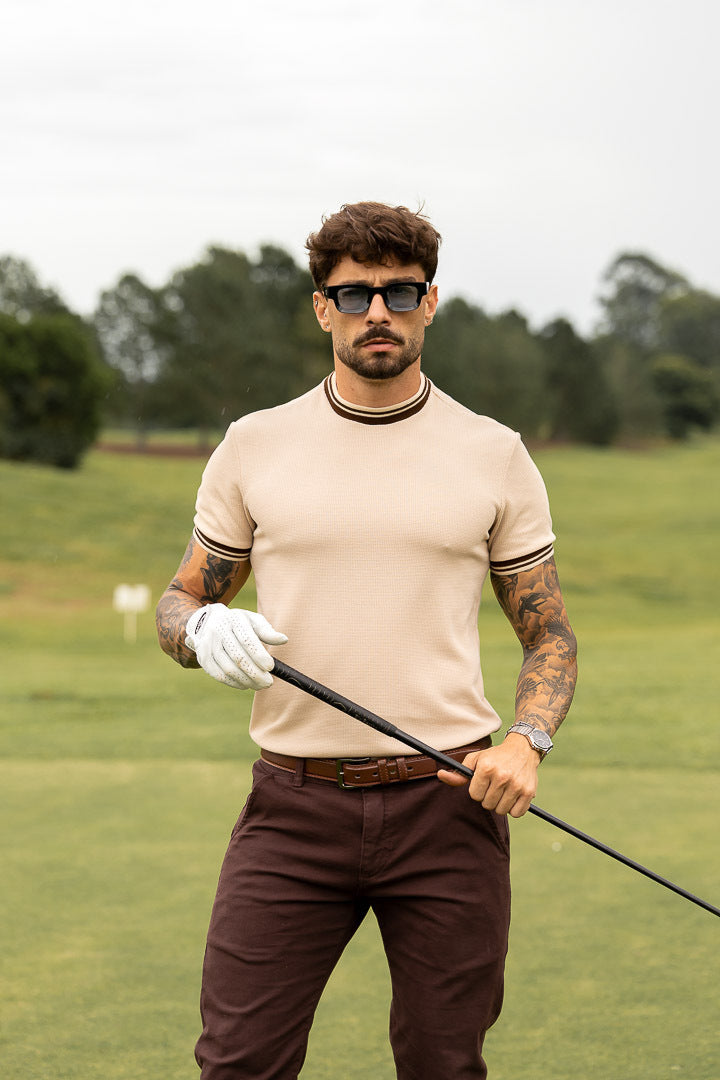 Camiseta Suíça - Malha Waffle com Frisos