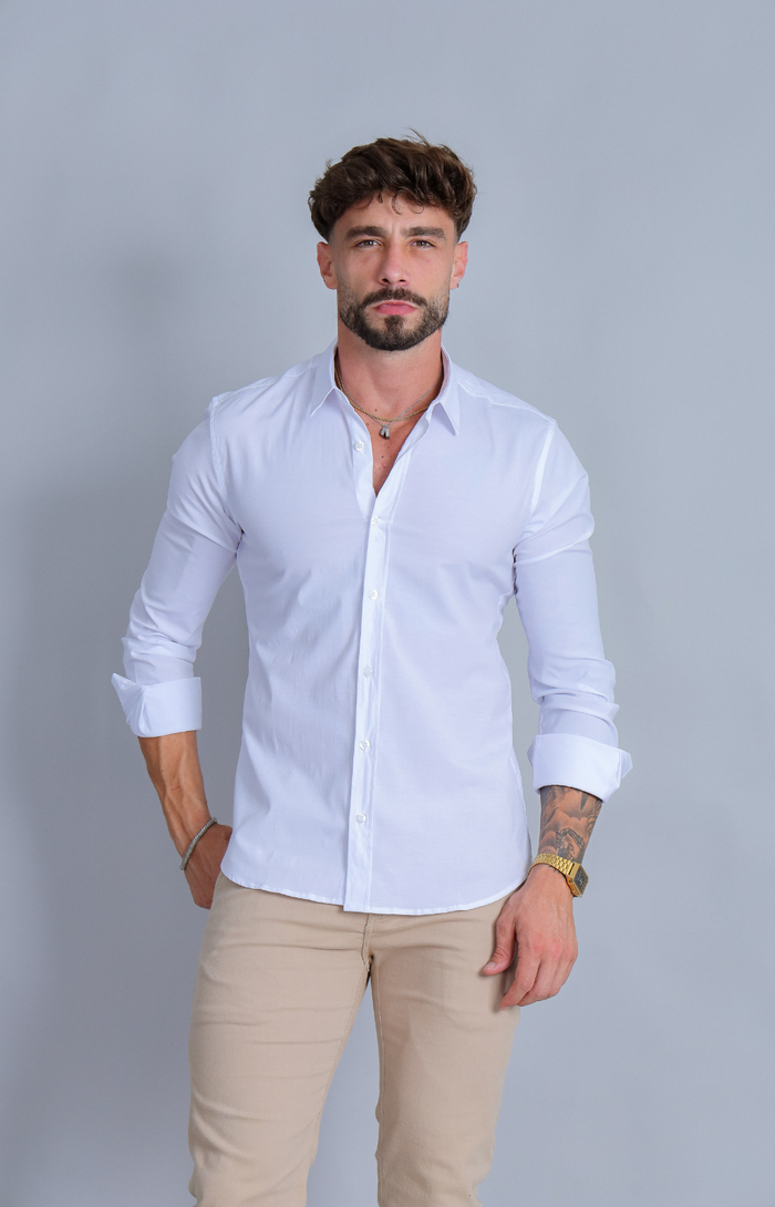 Camisa Tricoline Misto