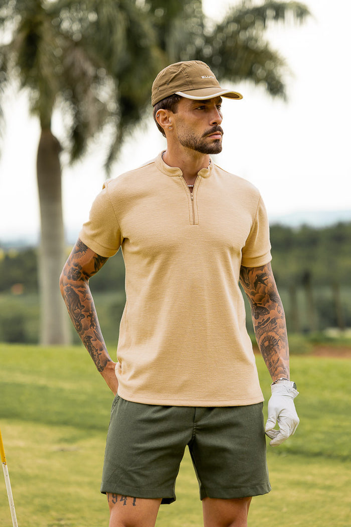 Camiseta Gola Padre Irlanda - Malha Estruturada